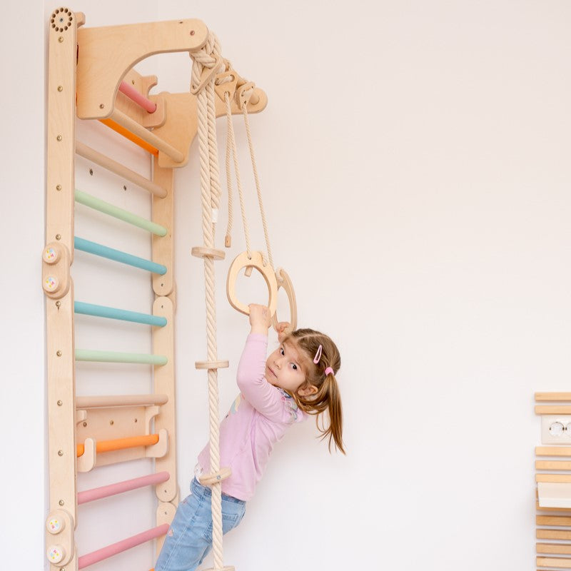 Kinder-Turnringe aus Holz für Sprossenwand